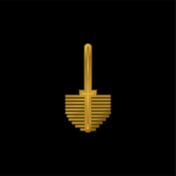 Baño cepillo chapado en oro icono metálico o logotipo vector - Vector, imagen