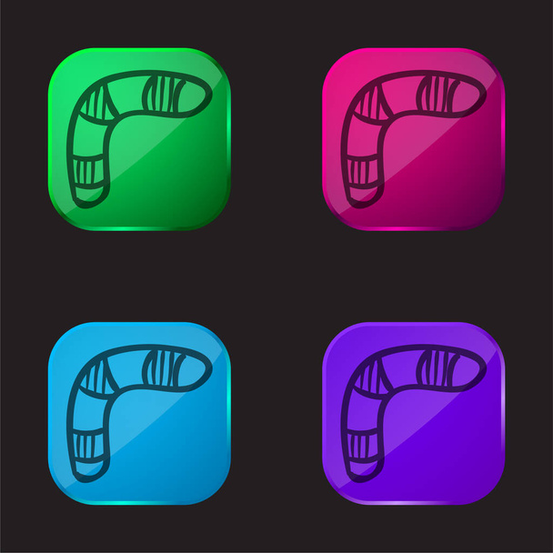 Boomerang four color glass button icon - Vector, Image