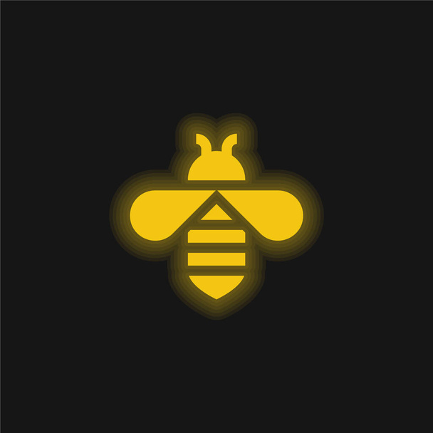 Mehiläinen keltainen hehkuva neon kuvake - Vektori, kuva
