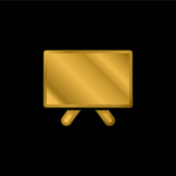 Blank Blackboard gold plated metalic icon or logo vector - Vector, Image