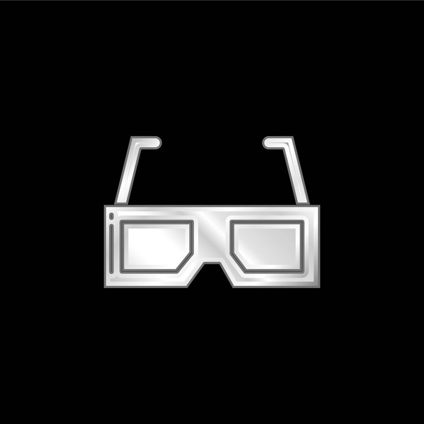 3D szemüveg ezüst bevonatú fém ikon - Vektor, kép