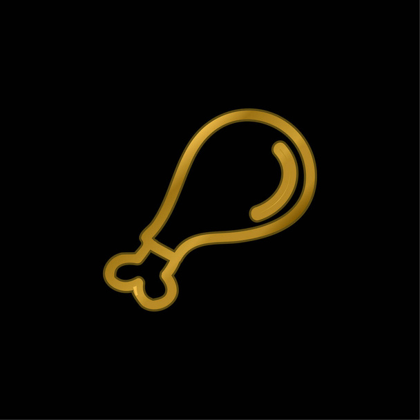 Parte uccello carne disegnato a mano Outline oro placcato icona metallica o logo vettore - Vettoriali, immagini
