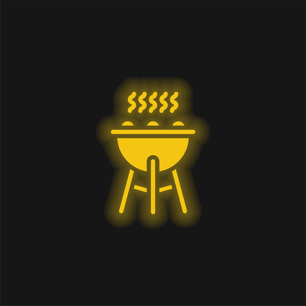Барбекю Гриль жовтий блискучий неоновий значок
 - Вектор, зображення