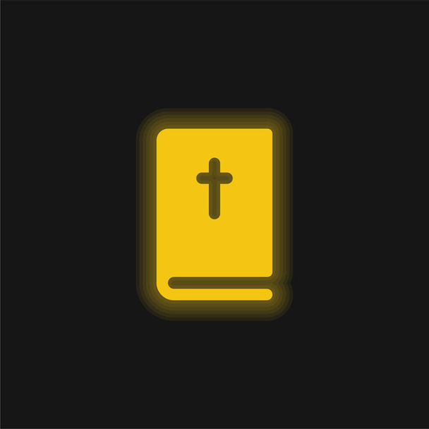 Ikona žlutého zářícího neonu Bible - Vektor, obrázek