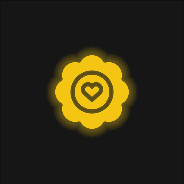 Insignia amarillo brillante icono de neón - Vector, Imagen