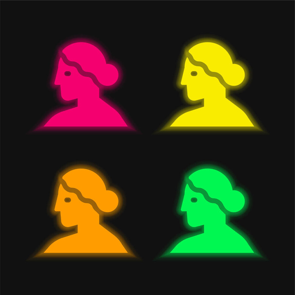 Afrodita cuatro colores brillante icono de vectores de neón - Vector, Imagen