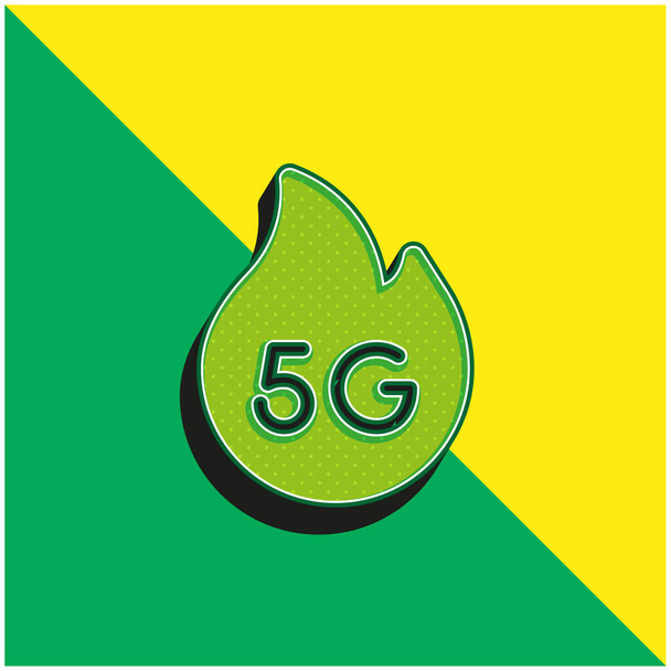 5g Verde e amarelo moderno logotipo do ícone do vetor 3d - Vetor, Imagem