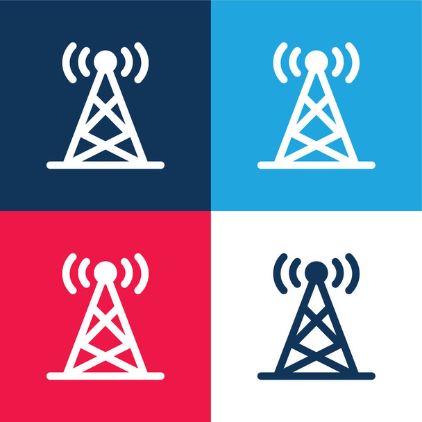 Antenni sininen ja punainen nelivärinen minimaalinen kuvakesarja - Vektori, kuva