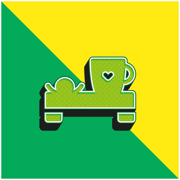 Bed And Breakfast Groen en geel modern 3D vector icoon logo - Vector, afbeelding