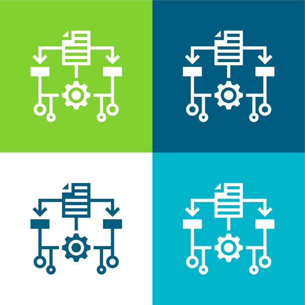 Algorithme Ensemble d'icônes minimal plat à quatre couleurs - Vecteur, image