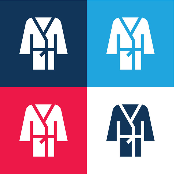 Župan modrá a červená čtyři barvy minimální ikona sada - Vektor, obrázek