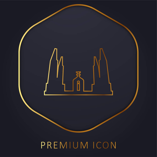 Bangkok Monument de la démocratie de Thaïlande ligne d'or logo premium ou icône - Vecteur, image