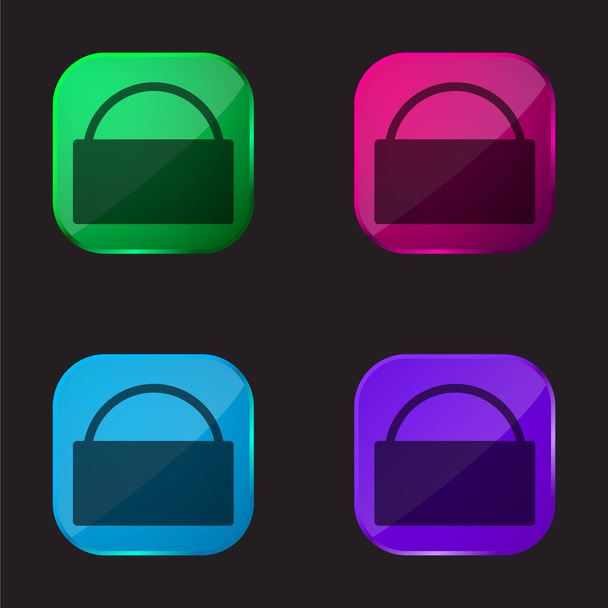 Borsa quattro colori icona pulsante di vetro - Vettoriali, immagini