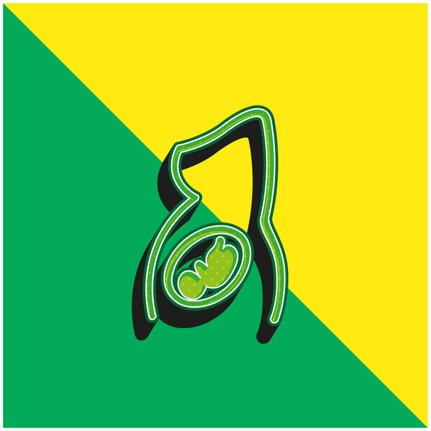 Μέρος του σώματος με το μωρό μέσα πράσινο και κίτρινο σύγχρονο 3d διάνυσμα λογότυπο εικονίδιο - Διάνυσμα, εικόνα