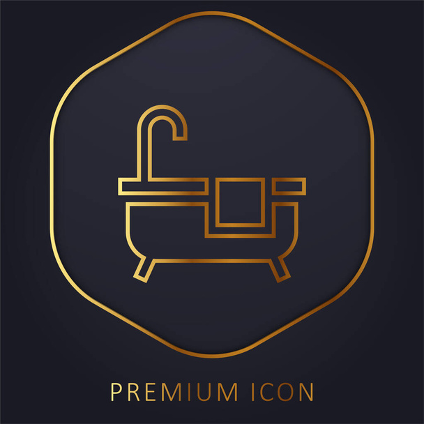 Bath golden line premium logo or icon - Vector, Image