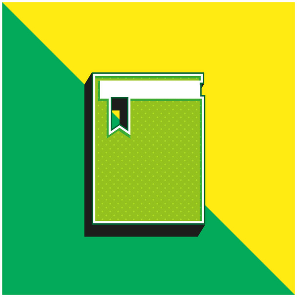 Libro de vista superior verde y amarillo moderno logotipo del icono del vector 3d - Vector, imagen