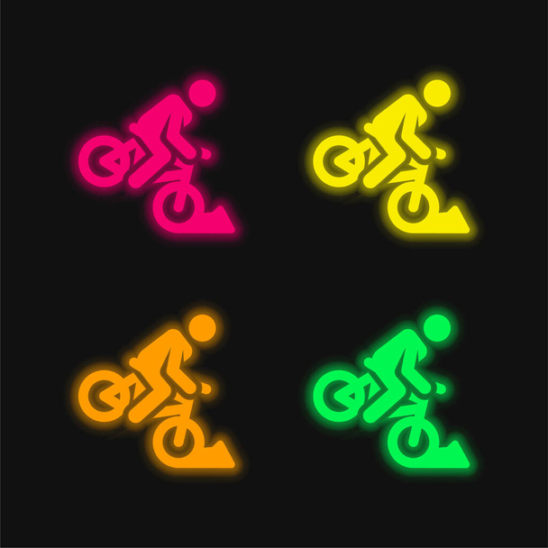 Baleset négy szín izzó neon vektor ikon - Vektor, kép
