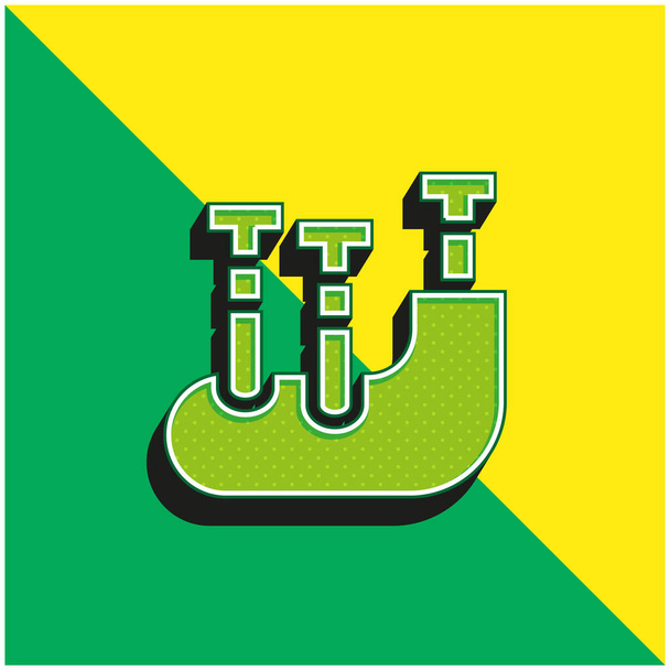 バグパイプ緑と黄色の近代的な3Dベクトルアイコンのロゴ - ベクター画像