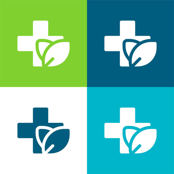 Alternative Medicine Flat four color minimal icon set - Vector, Image