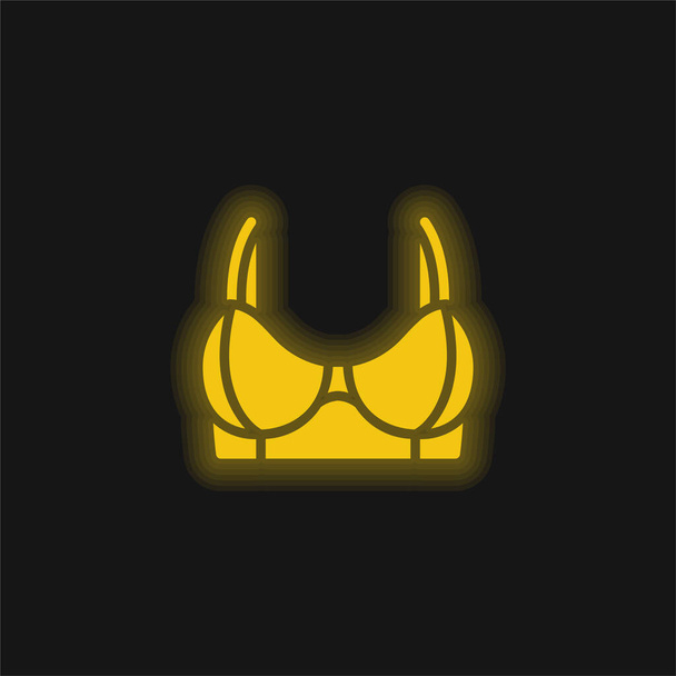 Brassiere yellow glowing neon icon - Vector, Image