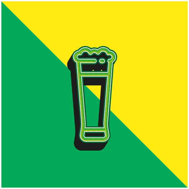 Cerveja verde e amarelo moderno logotipo vetor 3d ícone - Vetor, Imagem