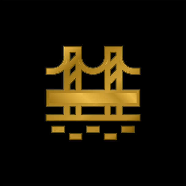 Ponte banhado a ouro ícone metálico ou vetor logotipo - Vetor, Imagem