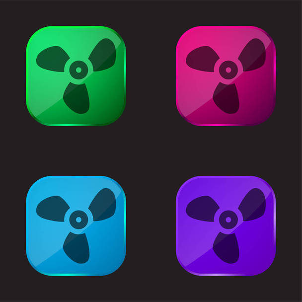 Μεγάλη προπέλα τέσσερις χρώμα γυαλί εικονίδιο κουμπί - Διάνυσμα, εικόνα