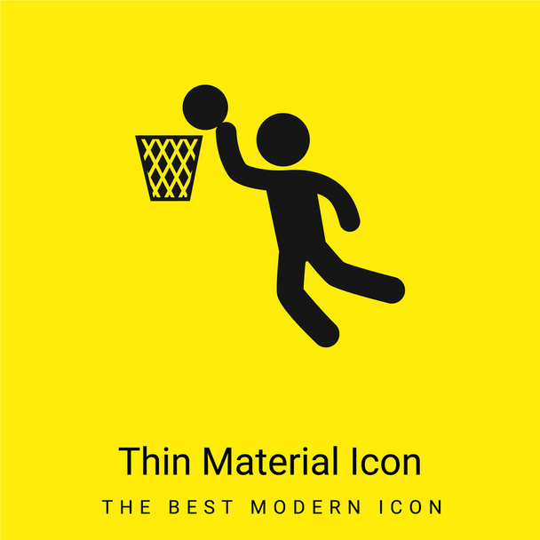 Jugador de baloncesto Puntuación mínima brillante icono de material amarillo - Vector, Imagen
