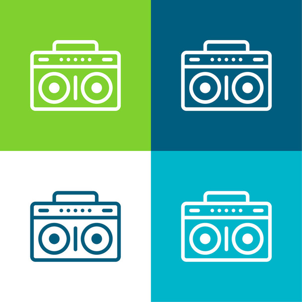 Boombox Flat four color minimal icon set - Vector, Image