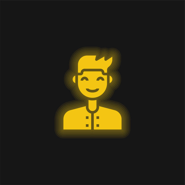 Junge gelbe leuchtende Neon-Ikone - Vektor, Bild
