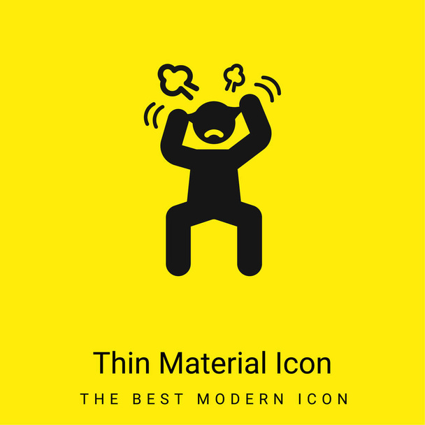 Angry Man minimal bright yellow material icon - Vector, Image