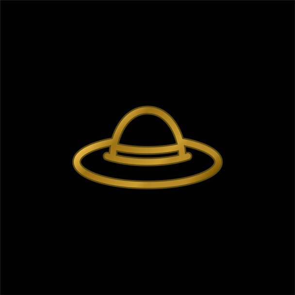 Playa chapado en oro icono metálico o logo vector - Vector, imagen