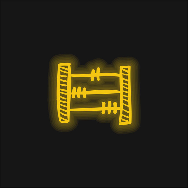 Abacus Рука Намальована освітня іграшка жовтий блискучий неоновий значок
 - Вектор, зображення