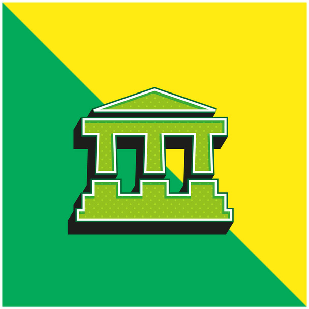 Logo de l'icône vectorielle 3D moderne Bank Green et jaune - Vecteur, image