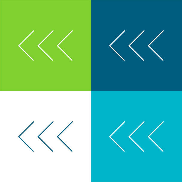 Nyílhegyek rámutatva a bal lapos négy szín minimális ikon készlet - Vektor, kép