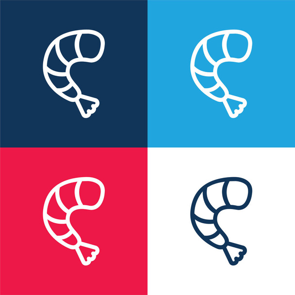 Big Shrimp blue and red four color minimal icon set - Vector, Image