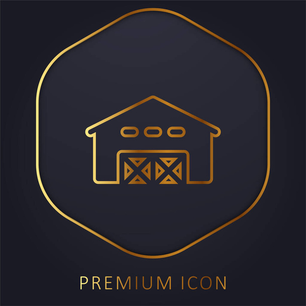 Logotipo de la línea de oro granero premium o icono - Vector, Imagen