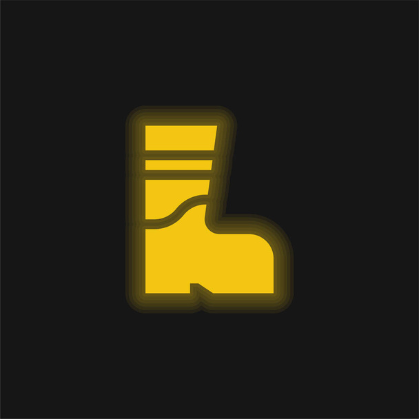 Stiefel gelb leuchtende Neon-Symbol - Vektor, Bild