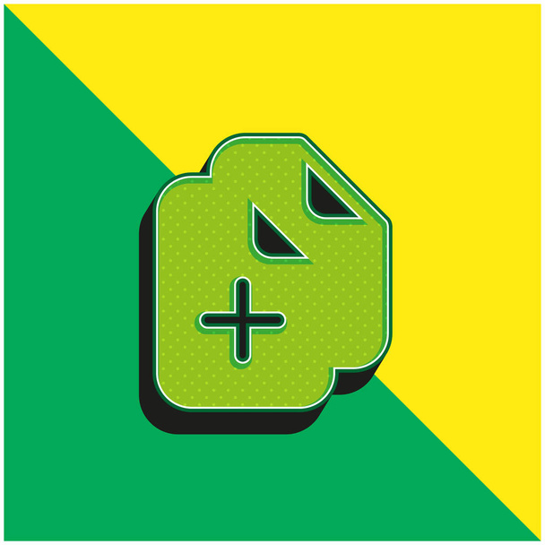 Dokumente hinzufügen Grünes und gelbes modernes 3D-Vektorsymbol-Logo - Vektor, Bild