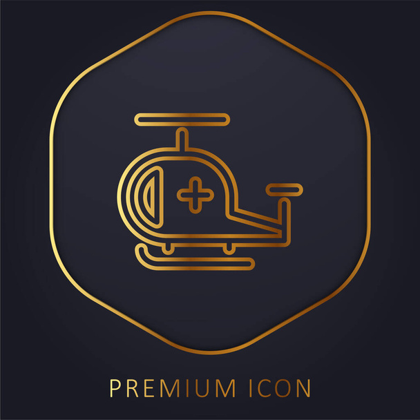 Logo o icona premium della linea dorata dell'ambulanza dell'aria - Vettoriali, immagini