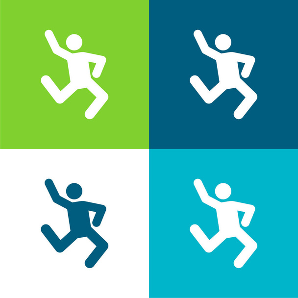 Breakdance Flat four color minimal icon set - Vector, Image