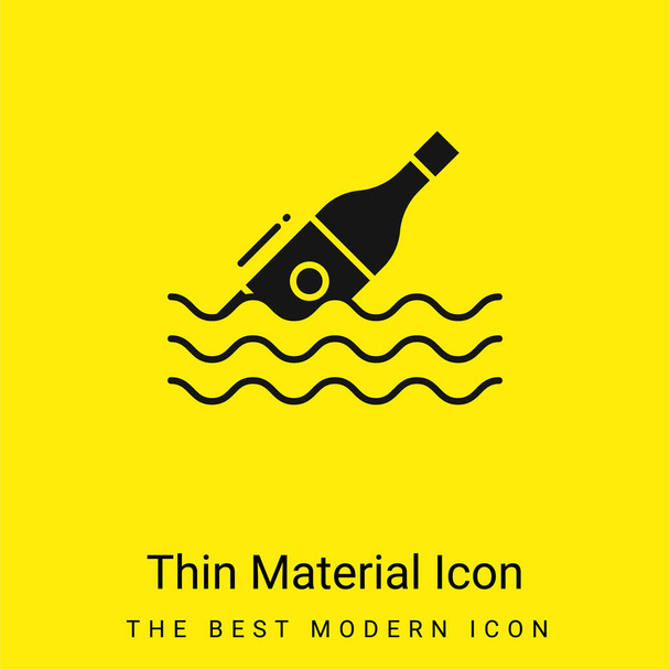 Bottle minimal bright yellow material icon - Vector, Image
