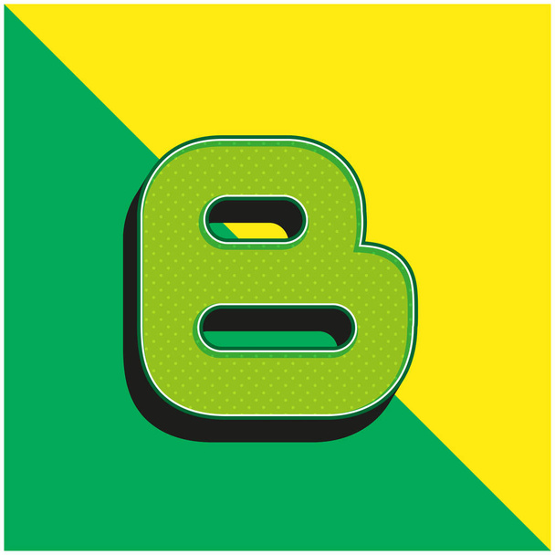 Blogger Logotype Πράσινο και κίτρινο σύγχρονο 3d διάνυσμα εικονίδιο λογότυπο - Διάνυσμα, εικόνα