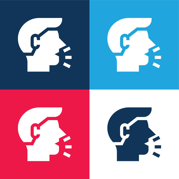 Ensemble d'icônes minime respirant bleu et rouge à quatre couleurs - Vecteur, image