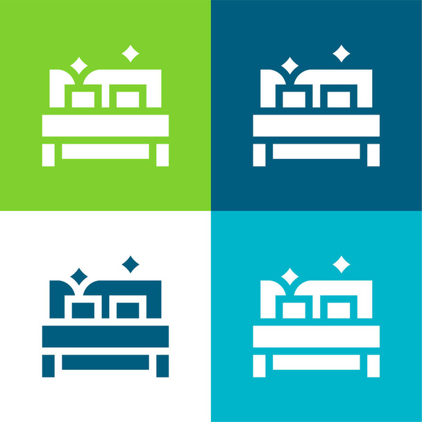 Bedroom Flat four color minimal icon set - Vector, Image