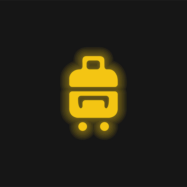 Táska babakocsi sárga izzó neon ikon - Vektor, kép