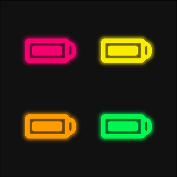 Bateria ícone de vetor de néon brilhante de quatro cores - Vetor, Imagem
