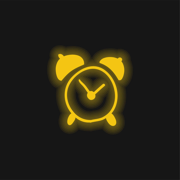 Нагадування годинник Ручний намальований інструмент жовтий світиться неоновий значок
 - Вектор, зображення