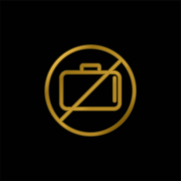 手荷物禁止信号金メッキ金属アイコンやロゴベクトル - ベクター画像