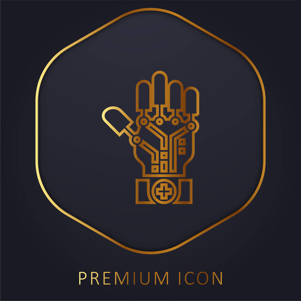 Inteligência artificial linha dourada logotipo premium ou ícone - Vetor, Imagem